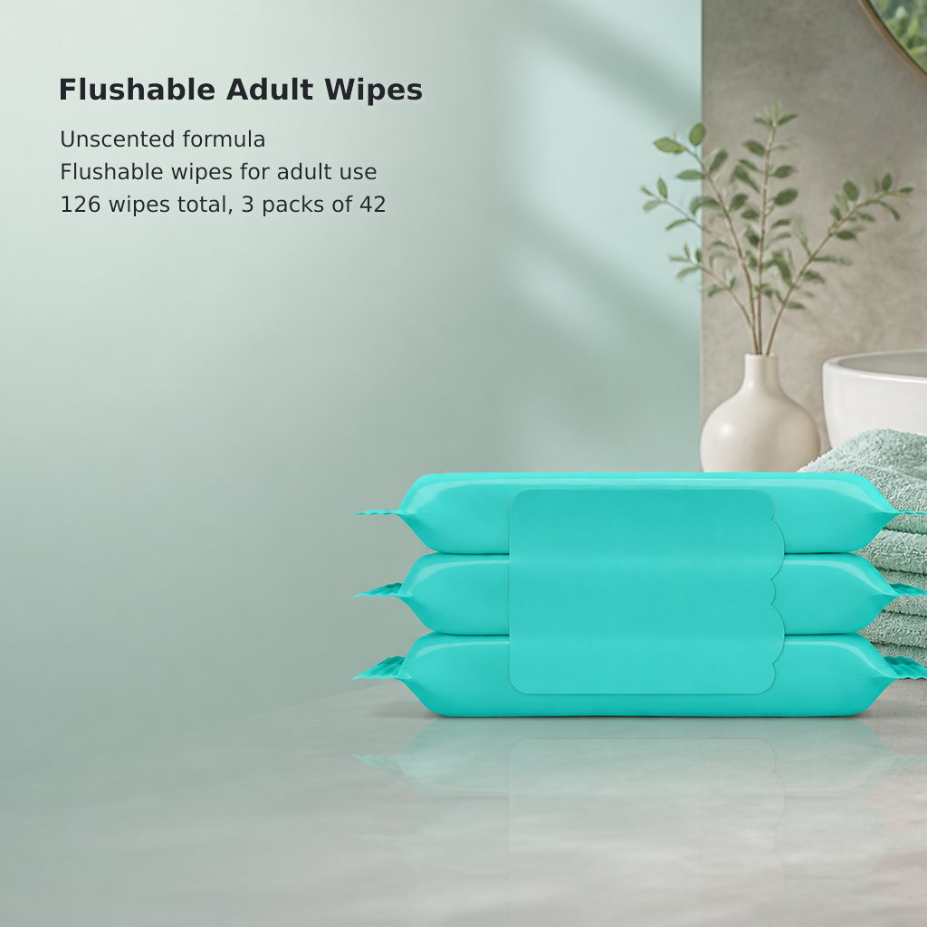 Fragrance-Free Flushable Adult Wipes, 126 Count